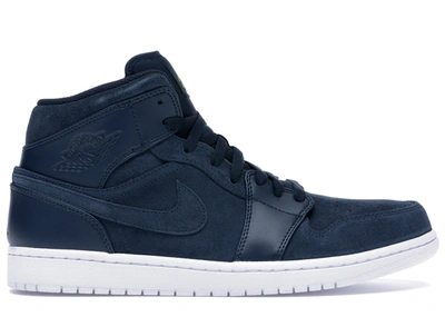 Pre-owned Jordan  1 Retro Mid Armory Navy In Armory Navy/electrolime-white