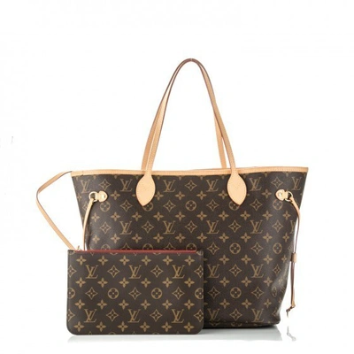 Pre-owned Louis Vuitton  Neverfull Monogram Mm Cerise Lining