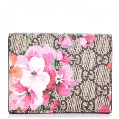Pre-owned Gucci  Wallet Gg Supreme Blooms Pink