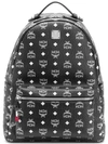 Mcm Men's Stark Logo Visetos Backpack In White Logo Black