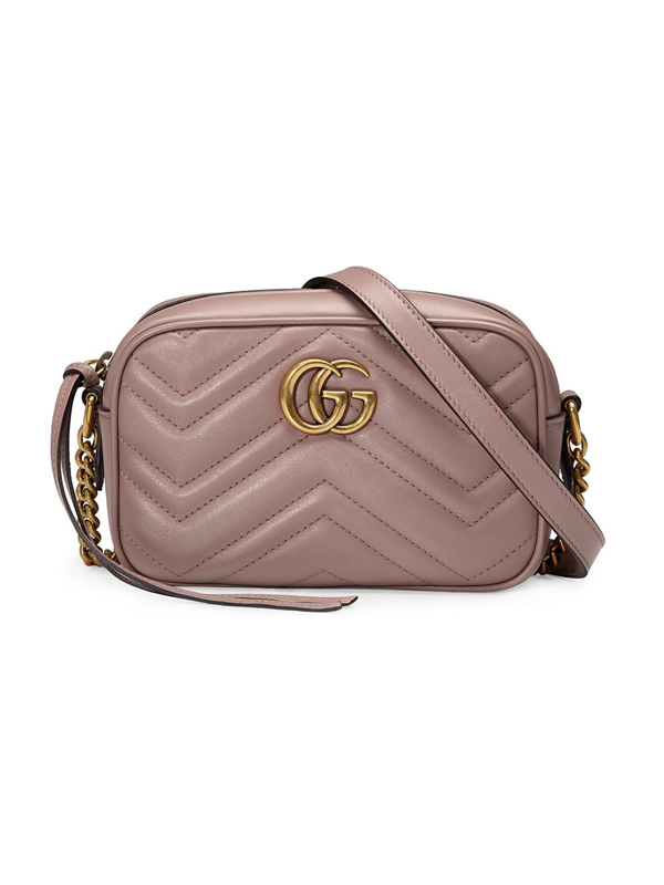 Pre-owned Gucci Gg Marmont Camera Bag Matelasse Mini Dusty Pink | ModeSens