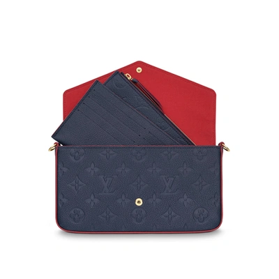 Louis Vuitton Pochette Felicie, Empreinte Leather marine-rouge