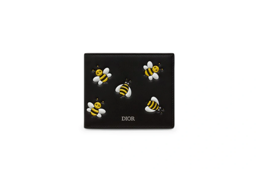 Pre-owned Dior X Kaws Bifold Wallet Yellow Bees Black | ModeSens