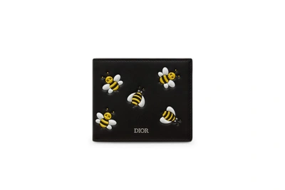 Dior x Kaws Black Leather Bee Bifold Wallet at 1stDibs