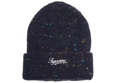 Pre-owned Supreme  Colored Speckle Beanie Navy