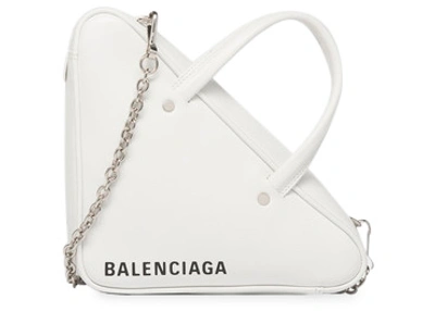 Pre-owned Balenciaga  Triangle Chain Duffle Xs White