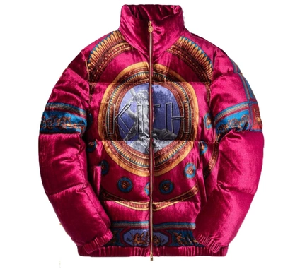 Pre-owned Kith  X Versace Velour Down Jacket Burgundy