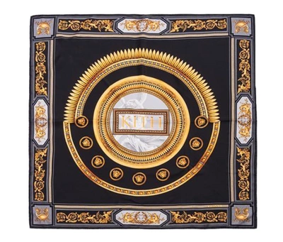 Pre-owned Kith X Versace Greco Silk Scarf Black/gold