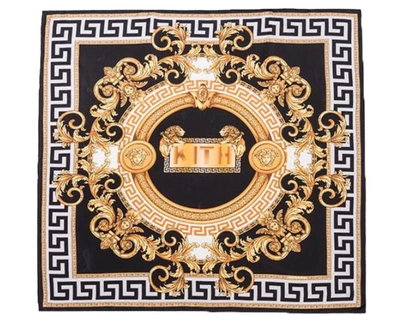 Pre-owned Kith X Versace Lion Silk Scarf Black/gold