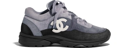Pre-owned Chanel Low Top Trainer Cc Grey In Grey/black