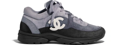 Chanel Sneakers Black White Grey Suede ref.909965 - Joli Closet