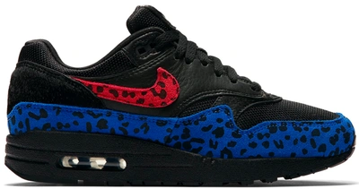 Pre-owned Nike Air Max 1 Black Leopard (women's) In Black/red-royal