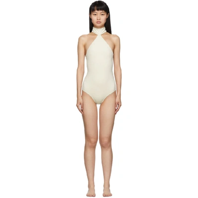 Rudi Gernreich Off-white Choker One-piece Swimsuit In Owh White