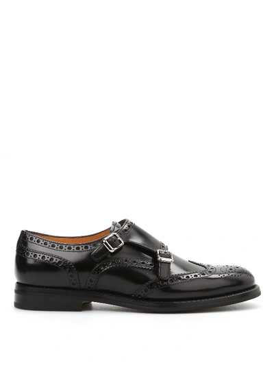 Church's Metal Buckle Brogued Shoes In Black