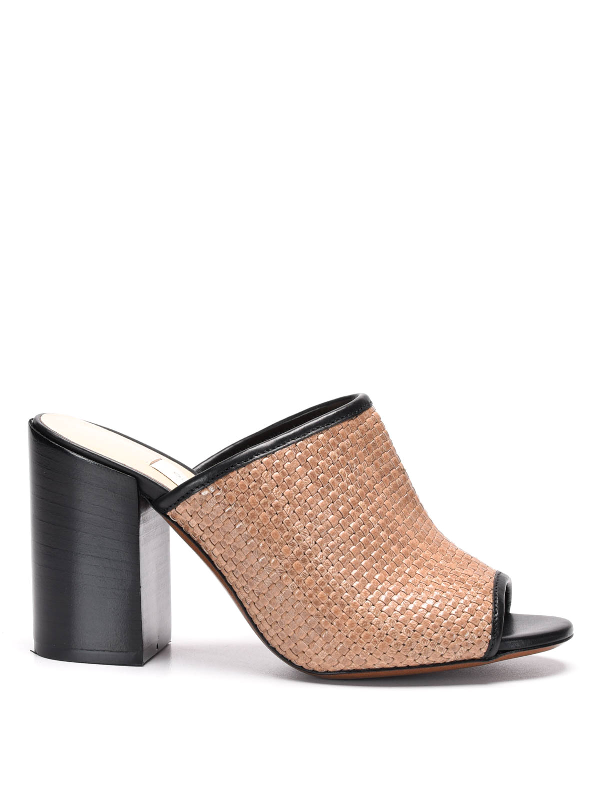 woven leather clogs