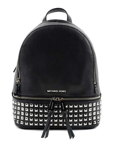 Michael Kors Rhea Small Studded Leather Backpack In Black