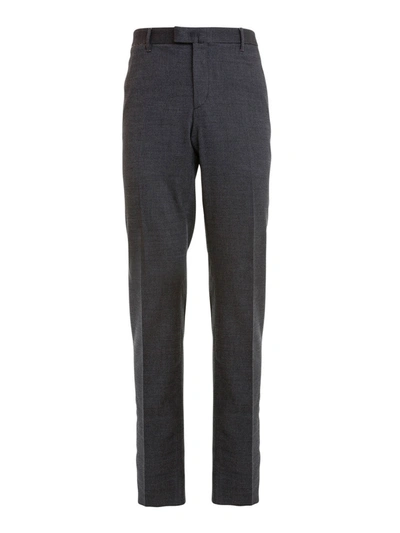 Corneliani Patterned Cotton And Wool Trousers In Grey