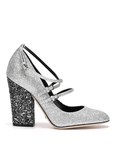 Sergio Rossi Betty Glittered Mary Jane Shoes In Silver