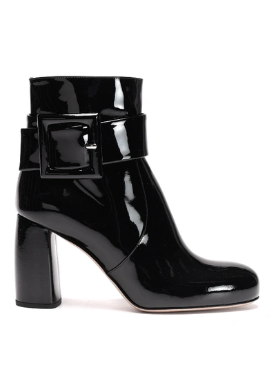 Miu Miu Patent Leather Ankle Boots In Black