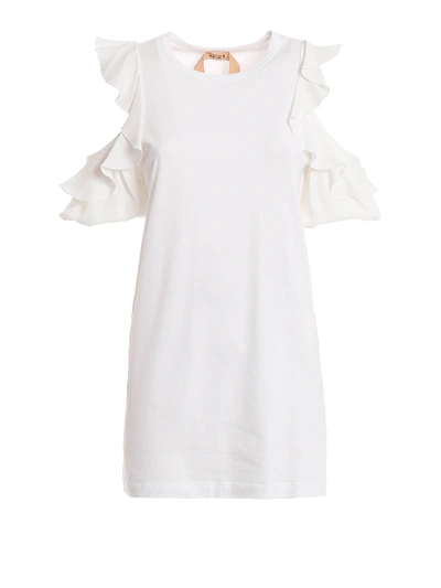 N°21 Silk Blend Detailed Cotton T-shirt In White