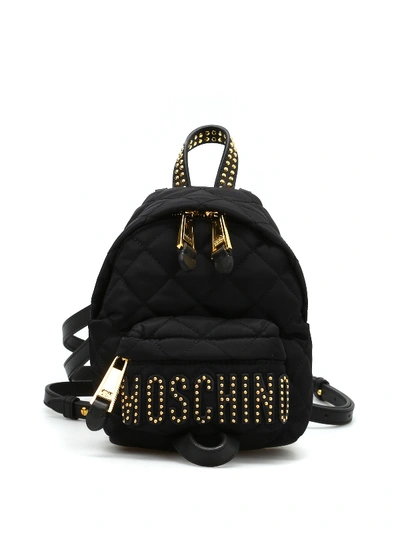 Moschino Studded Logo Lettering Backpack In Black