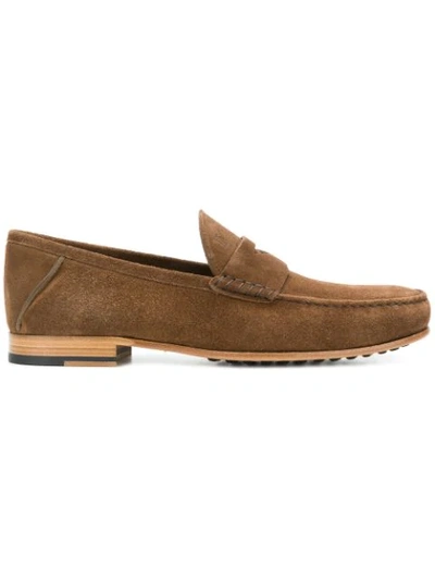 Tod's Leather And Gommini Sole Loafers In Light Brown