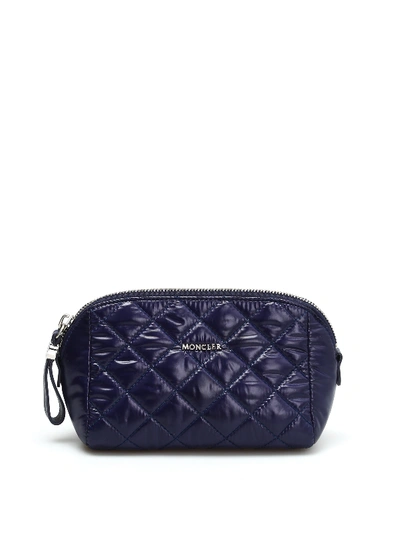 Moncler Medium Quilted Beauty Case In Blue