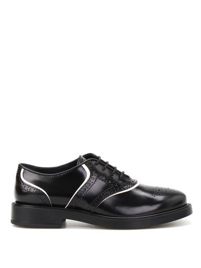 Tod's Brushed Leather Oxford Brogues In Black