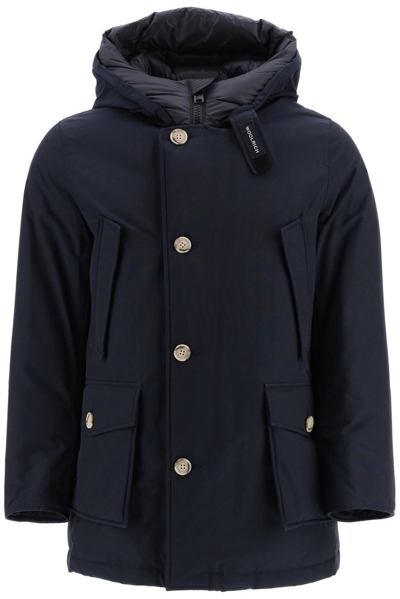 Woolrich Down-feather Hooded Coat In Melton Blue