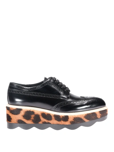 Prada Haircalf Sole Leather Derby Shoes In Black