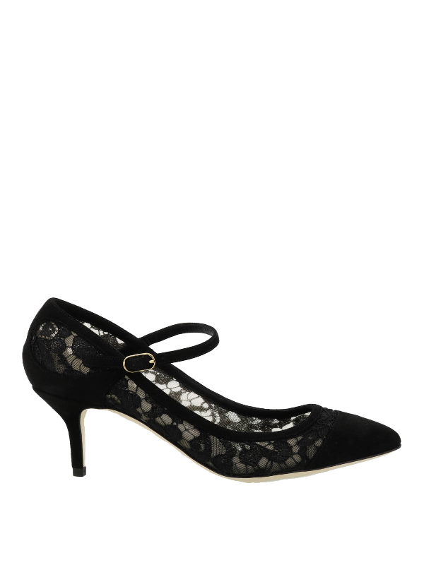 black lace court shoes