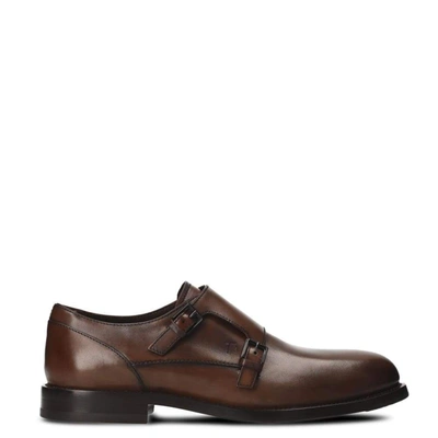 Tod's Monk Strap Shoes In Leather In Brown