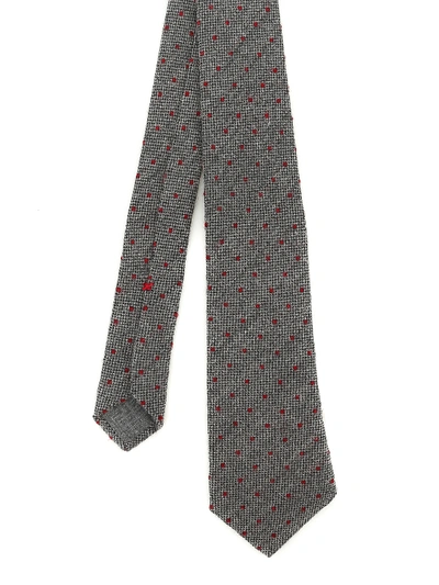 Brunello Cucinelli Wool And Silk Polka Dot Tie In Grey