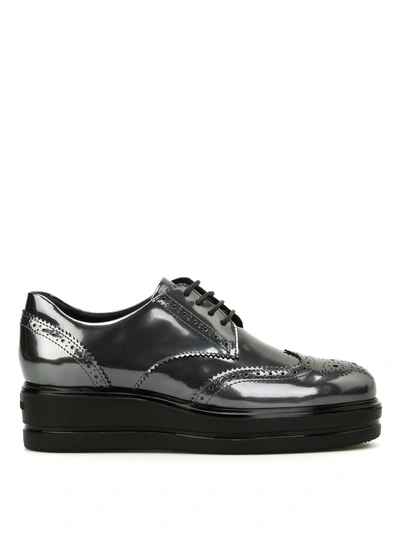 Hogan Route H323 Leather Derby Shoes In Metallic