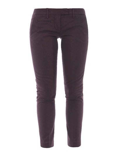 Dondup Aslan Stretch Cotton Classic Pants In Dark Purple