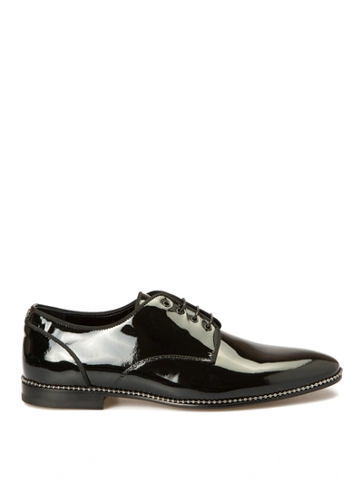 Roberto Cavalli Studs Trimmed Patent Oxford Shoes In Black