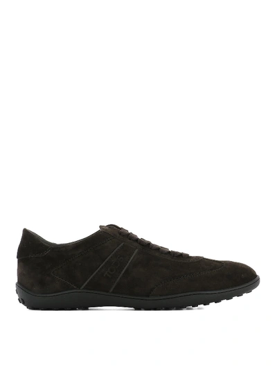 Tod's Active Brown Suede Lace-up Sneakers In Dark Brown