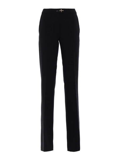 Fay Stretch Wool Flared Trousers In Black