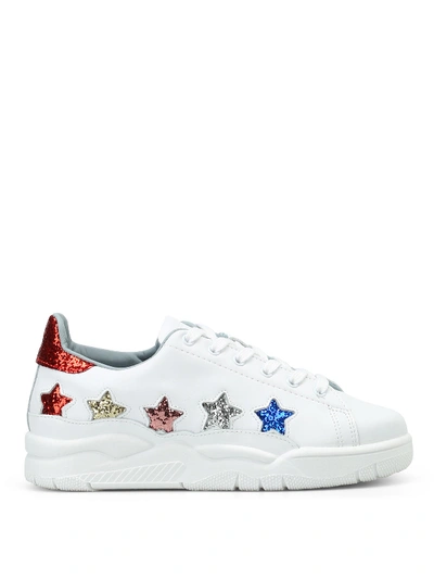 Chiara Ferragni Roger Glitter Stars Sneakers In White