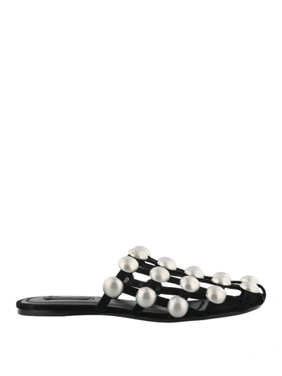 Alexander Wang Amelia Studded Cage Slippers In Black