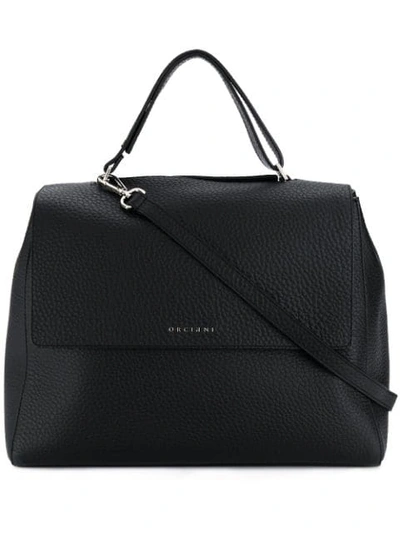 Orciani Logo Top-handle Tote In Black
