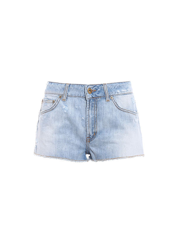 light wash distressed denim shorts