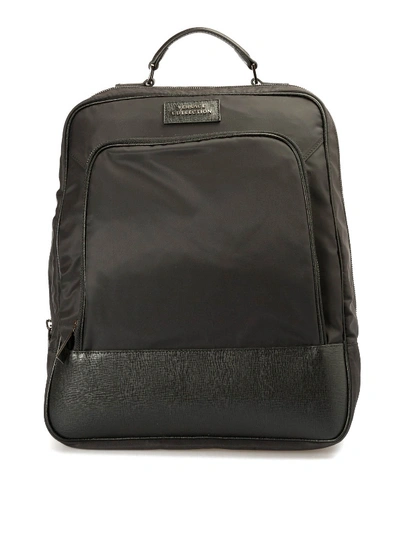 Versace Nylon And Leather Backpack In Black