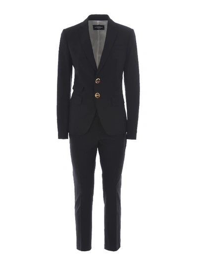 Dsquared2 Black Stretch Wool Formal Suit