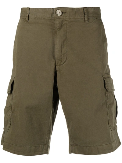 Woolrich Knee-length Cotton Cargo Shorts In Dark Green
