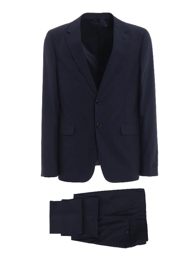 Prada Wool And Silk Blend Classic Suit In Blue
