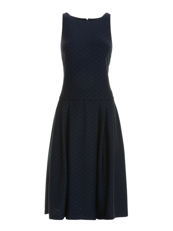 Emporio Armani Diamond Patterned Jacquard Dress In Dark Blue | ModeSens