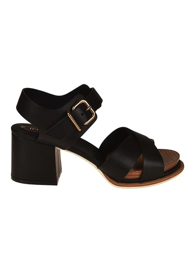 Tod's Smooth Leather Heeled Sandals In Black