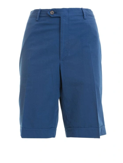 Brioni Blue Cotton Short Chino Trousers