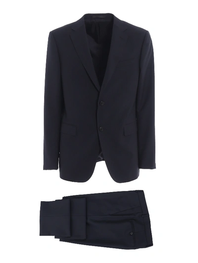 Z Zegna Wool And Mohair Two-piece Suit In Dark Blue
